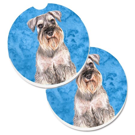 Carolines Treasures Blue Schnauzer Set of 2 Cup Holder Car Coaster KJ1229BUCARC